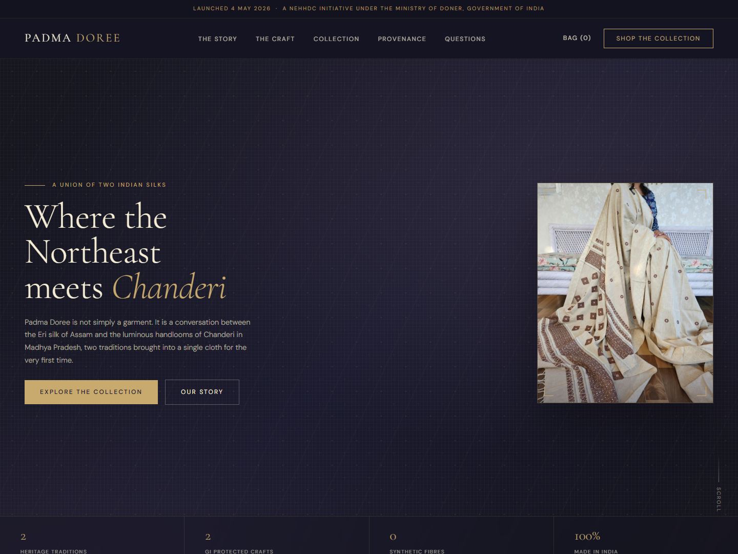 Padma Doree website homepage preview
