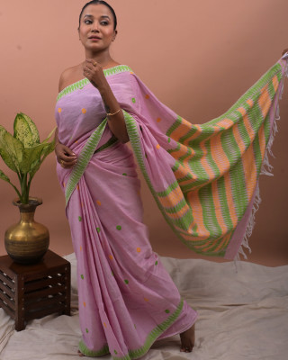 Cotton Lavender Handwoven Saree