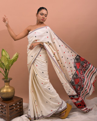 Eri Cream Silk Saree (ahimsa Silk)