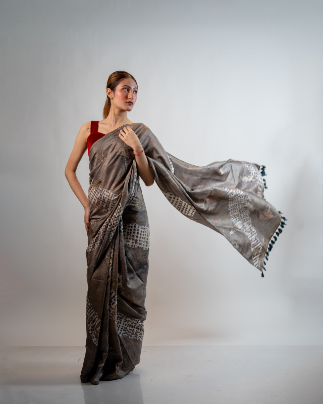 Econic Megha Mulberry Silk Saree with Eco Prints